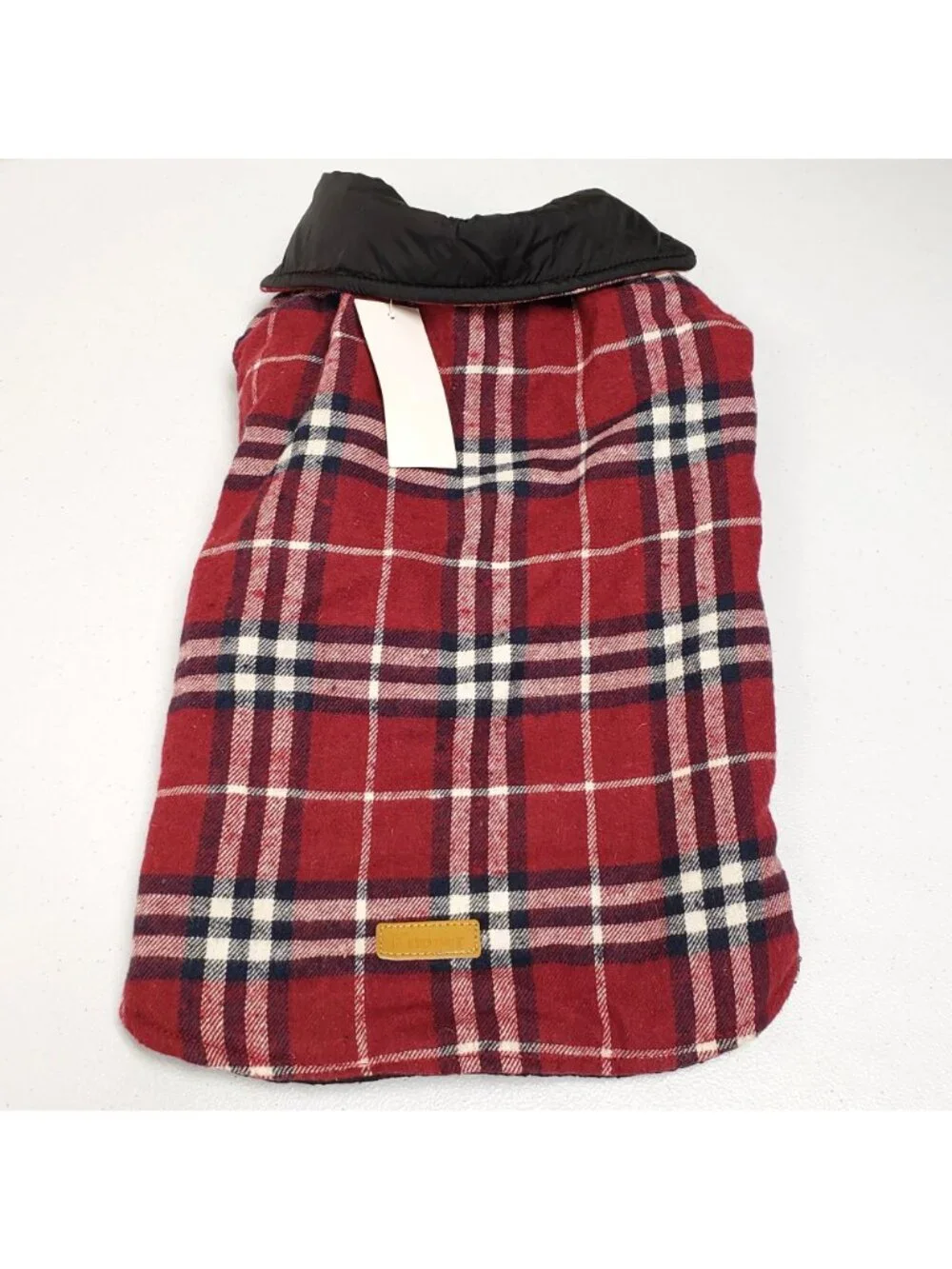Kuoser Reversible Dog Pet Coat Puffer Jacket Red Plaid Size Large